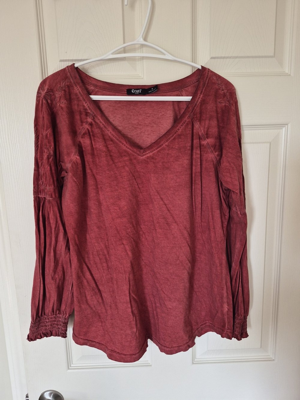 Cruel Denim Long Sleeve V-Neck Blouse Size Medium